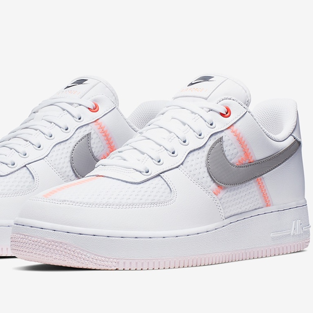 White / Orange Air Force 1 Sneakers